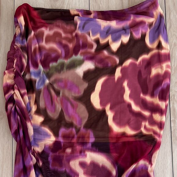 NWT Anthropologie Ruched Side-Slit Maxi Skirt Size XL Vamp Romantic / Glamoratti - Picture 11 of 14